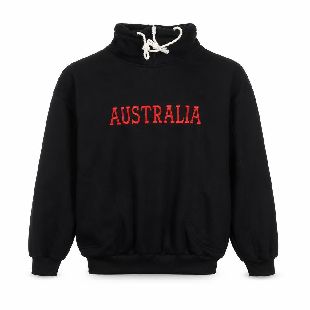 Front view of Future Design Women's Black Pullover Sweatshirt Australia Embroidered M