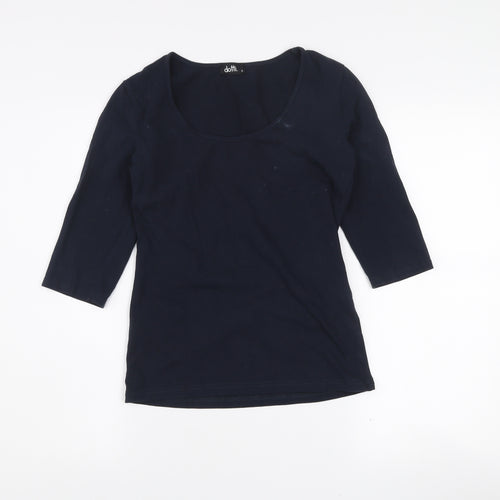Dotti Women's Blue Scoop Neck 3/4 Sleeve Cotton T-Shirt Size S