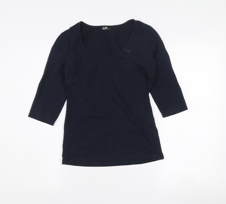 Dotti Women's Blue Scoop Neck 3/4 Sleeve Cotton T-Shirt Size S
