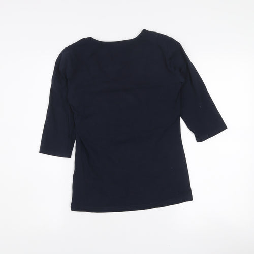Dotti Women's Blue Scoop Neck 3/4 Sleeve Cotton T-Shirt Size S