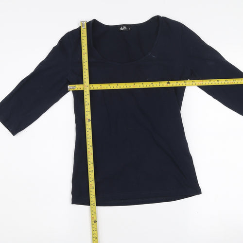 Dotti Women's Blue Scoop Neck 3/4 Sleeve Cotton T-Shirt Size S