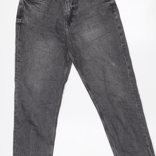 ZARA Women’s Grey High Rise Mom Jeans Size 10 Relaxed Fit Denim