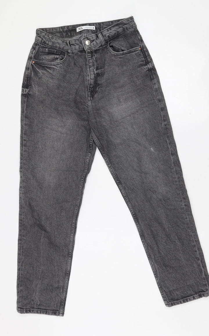 ZARA Women’s Grey High Rise Mom Jeans Size 10 Relaxed Fit Denim