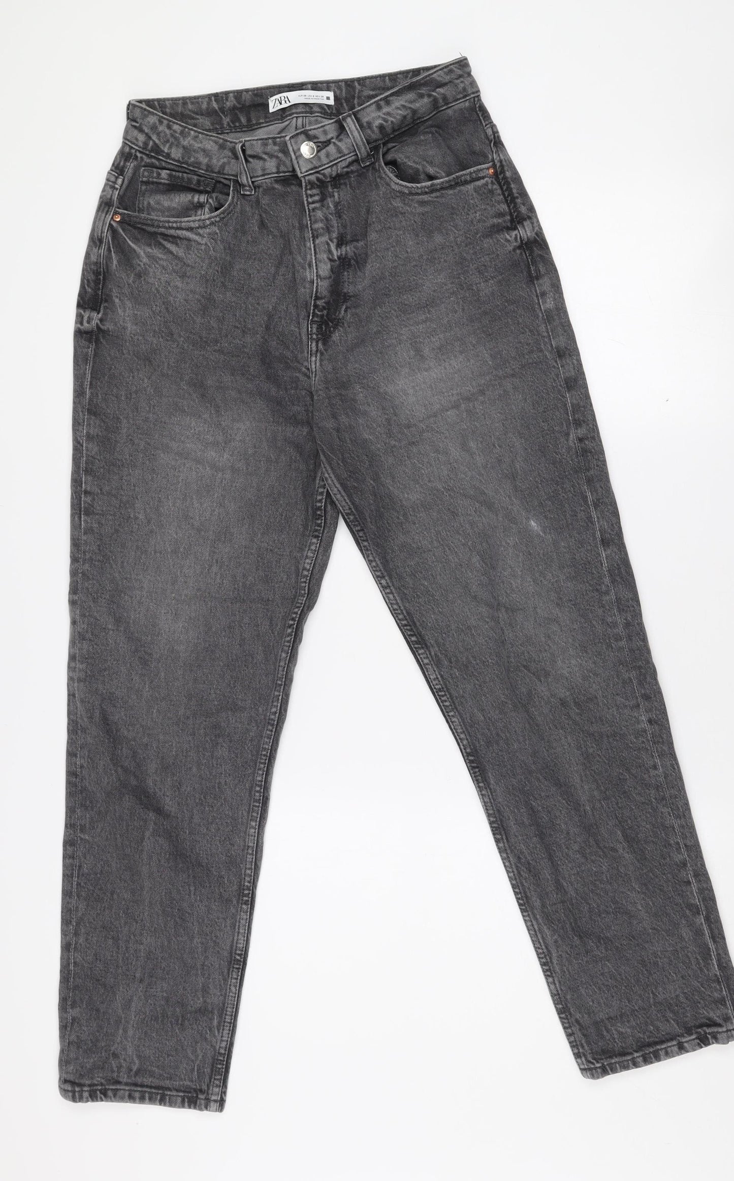 ZARA Women’s Grey High Rise Mom Jeans Size 10 Relaxed Fit Denim