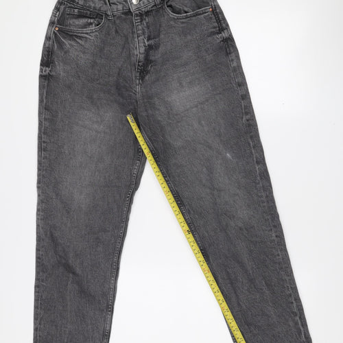 ZARA Women’s Grey High Rise Mom Jeans Size 10 Relaxed Fit Denim