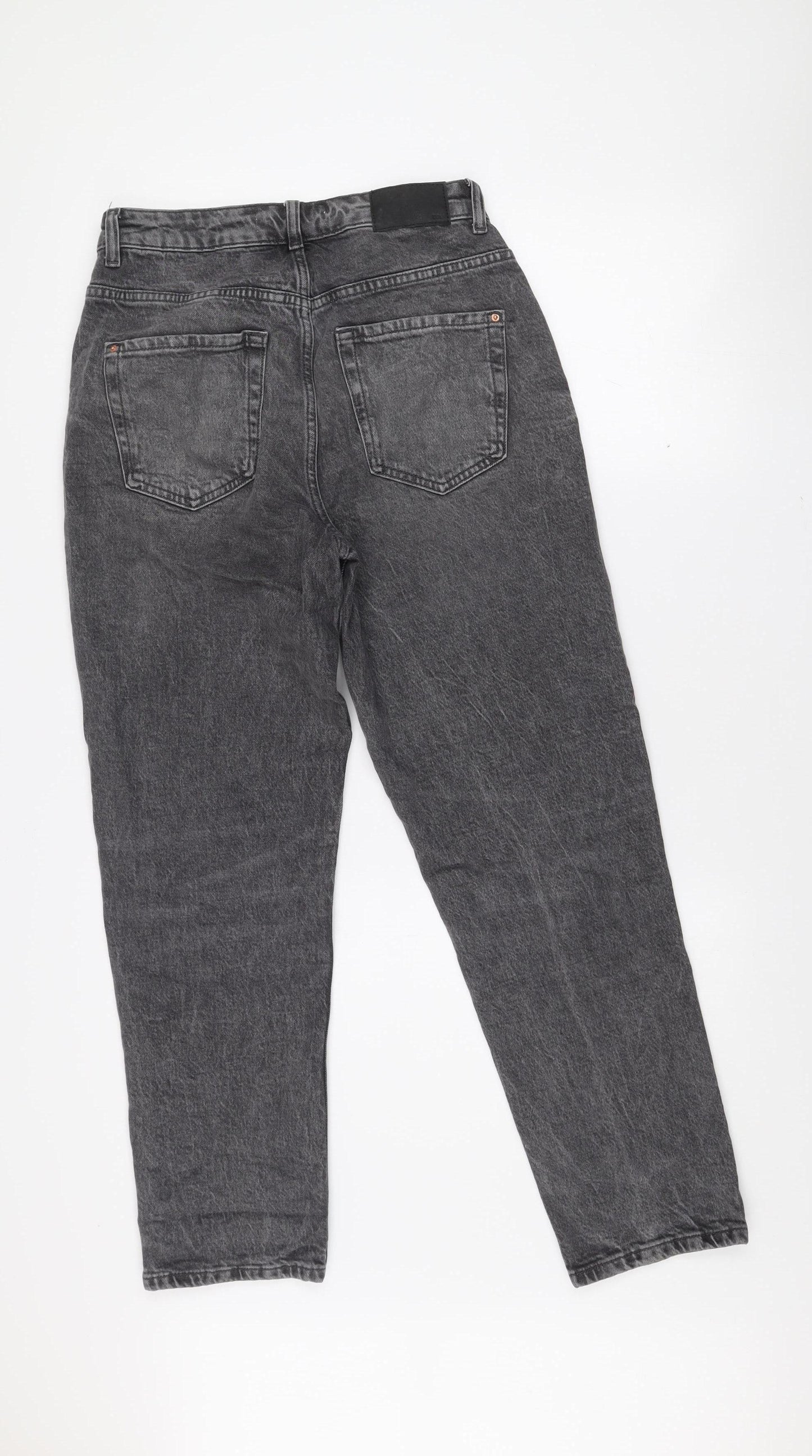 ZARA Women’s Grey High Rise Mom Jeans Size 10 Relaxed Fit Denim