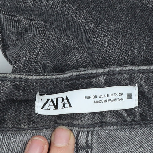 ZARA Women’s Grey High Rise Mom Jeans Size 10 Relaxed Fit Denim