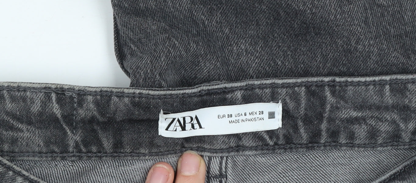 ZARA Women’s Grey High Rise Mom Jeans Size 10 Relaxed Fit Denim