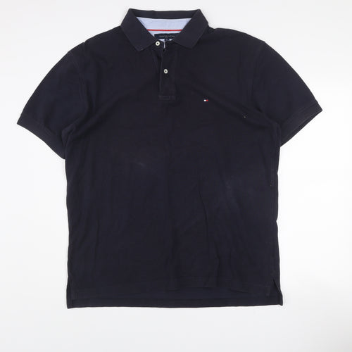 Tommy Hilfiger Men’s Black XL Polo Shirt 100% Cotton Short Sleeve