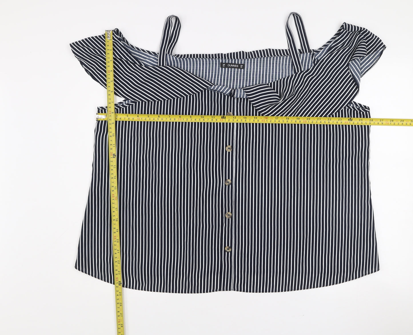Dunnes Women Blue Striped Off Shoulder 2XL Camisole Blouse