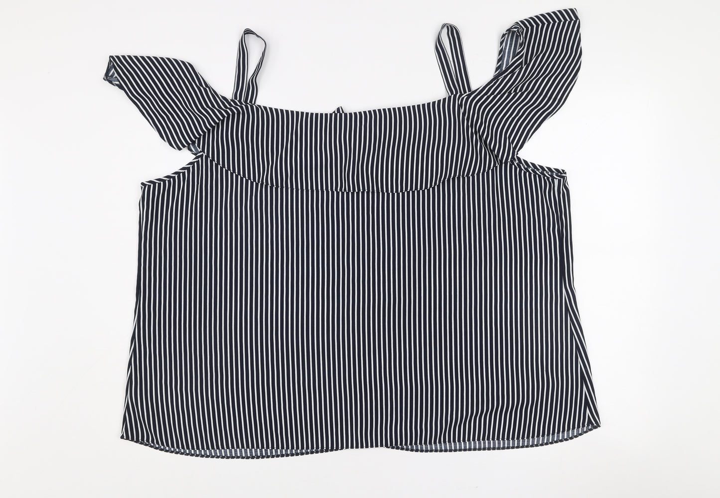 Dunnes Women Blue Striped Off Shoulder 2XL Camisole Blouse