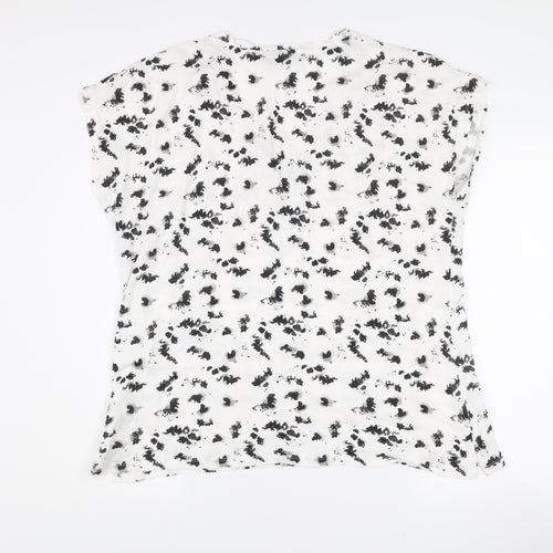 Dunnes Women’s Black & White Floral V-Neck T-Shirt Size L