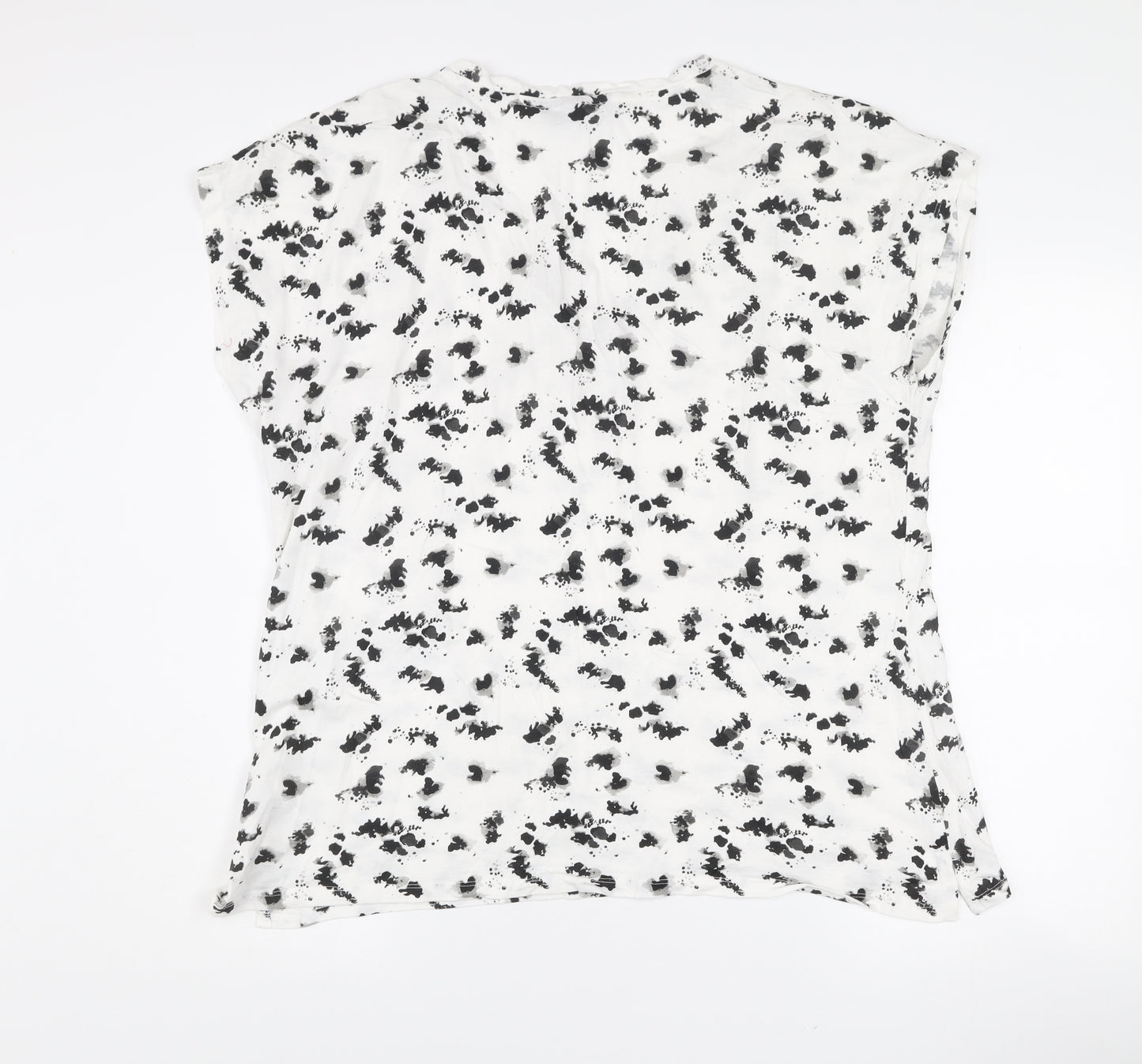 Dunnes Women’s Black & White Floral V-Neck T-Shirt Size L