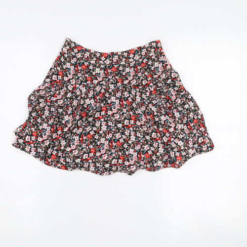 ZARA Womens Multicoloured Floral Pleated Short Flare Skirt XS