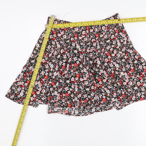 ZARA Womens Multicoloured Floral Pleated Short Flare Skirt XS