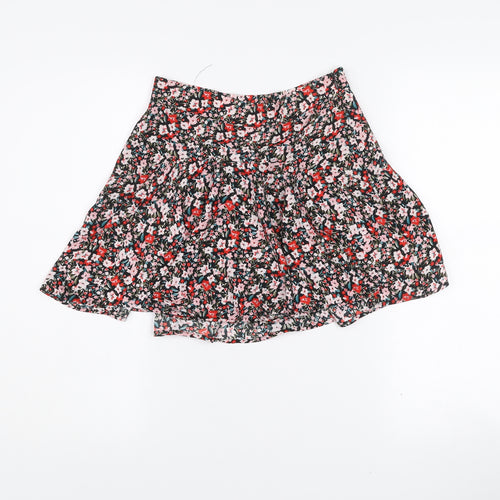 ZARA Womens Multicoloured Floral Pleated Short Flare Skirt XS