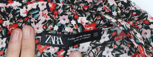 ZARA Womens Multicoloured Floral Pleated Short Flare Skirt XS