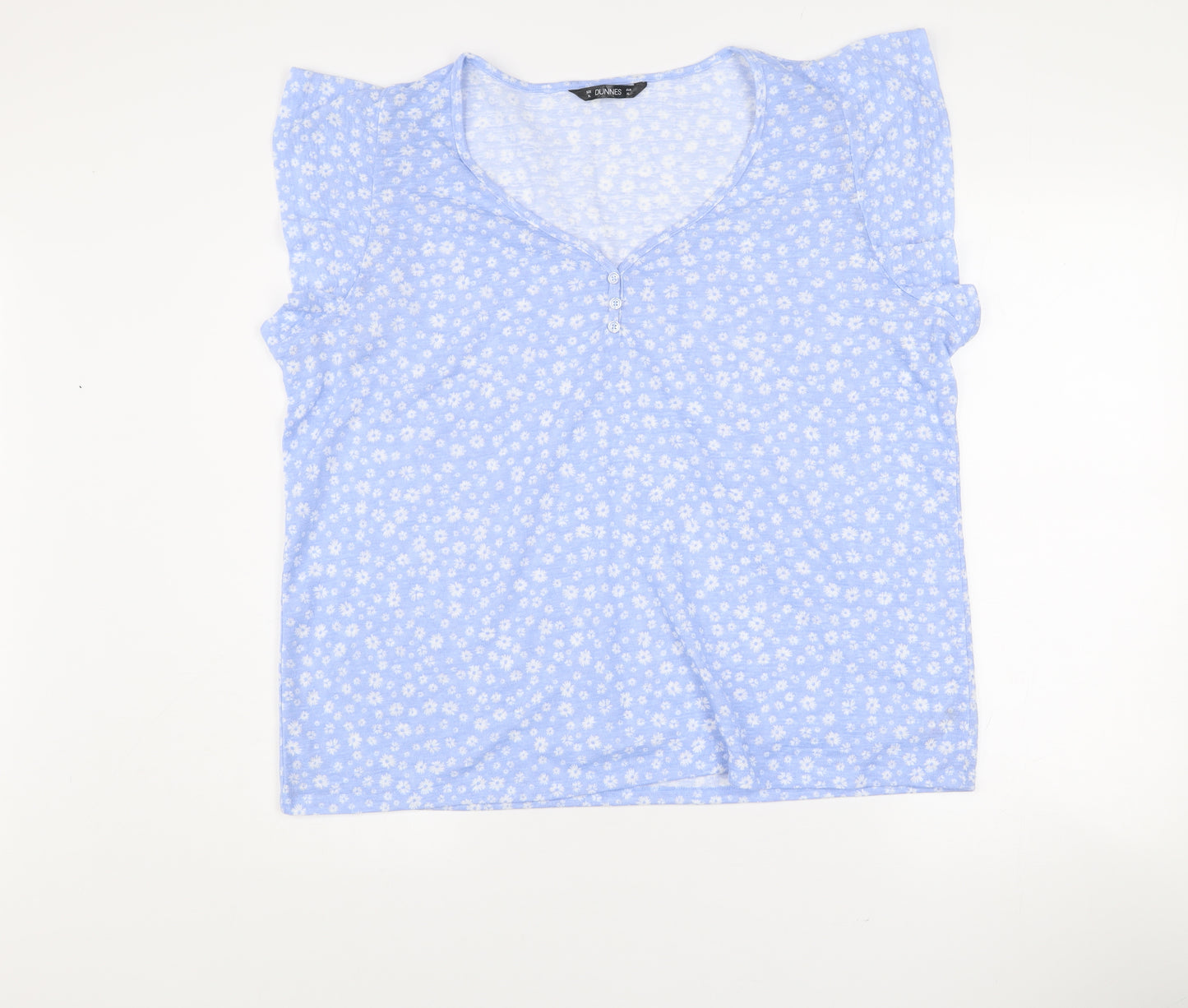 Dunnes Stores Women’s Pale Blue Floral V-Neck Sleeveless Top Size XL