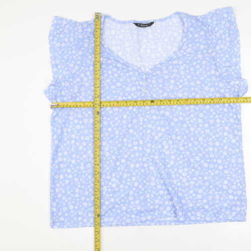 Dunnes Stores Women’s Pale Blue Floral V-Neck Sleeveless Top Size XL