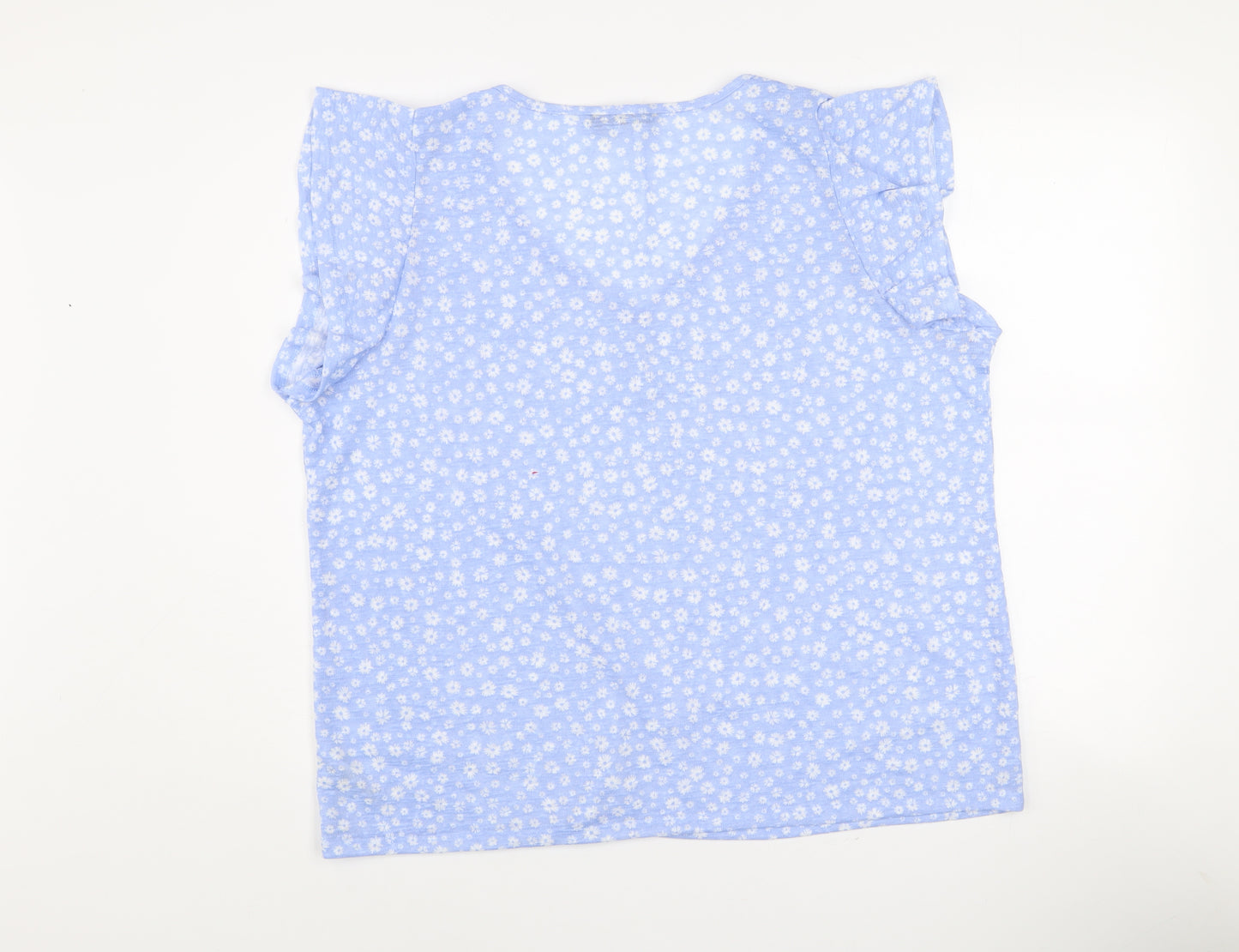 Dunnes Stores Women’s Pale Blue Floral V-Neck Sleeveless Top Size XL