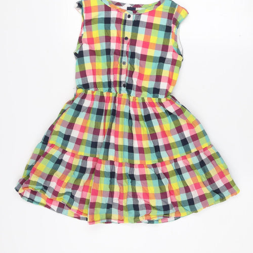GapKids Girls Multicoloured Check Cotton Sleeveless Skater Dress M (8 Years)