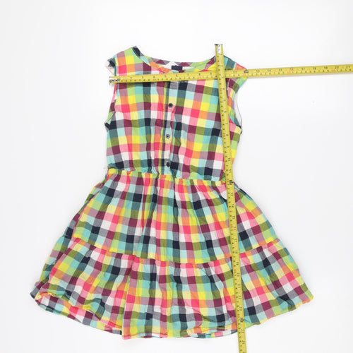 GapKids Girls Multicoloured Check Cotton Sleeveless Skater Dress M (8 Years)