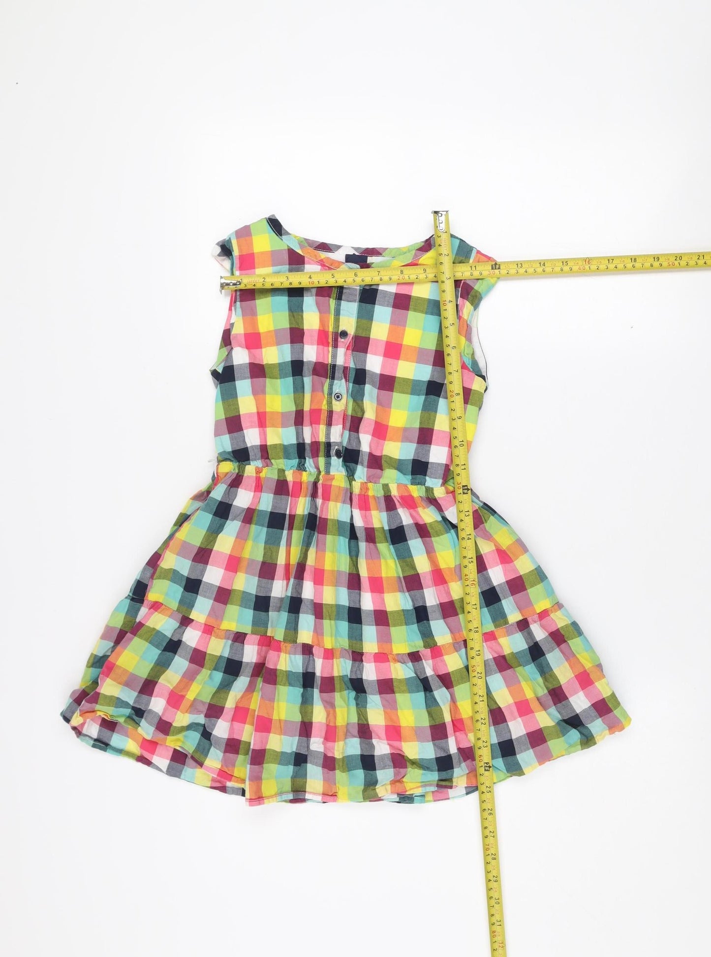 GapKids Girls Multicoloured Check Cotton Sleeveless Skater Dress M (8 Years)