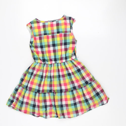 GapKids Girls Multicoloured Check Cotton Sleeveless Skater Dress M (8 Years)