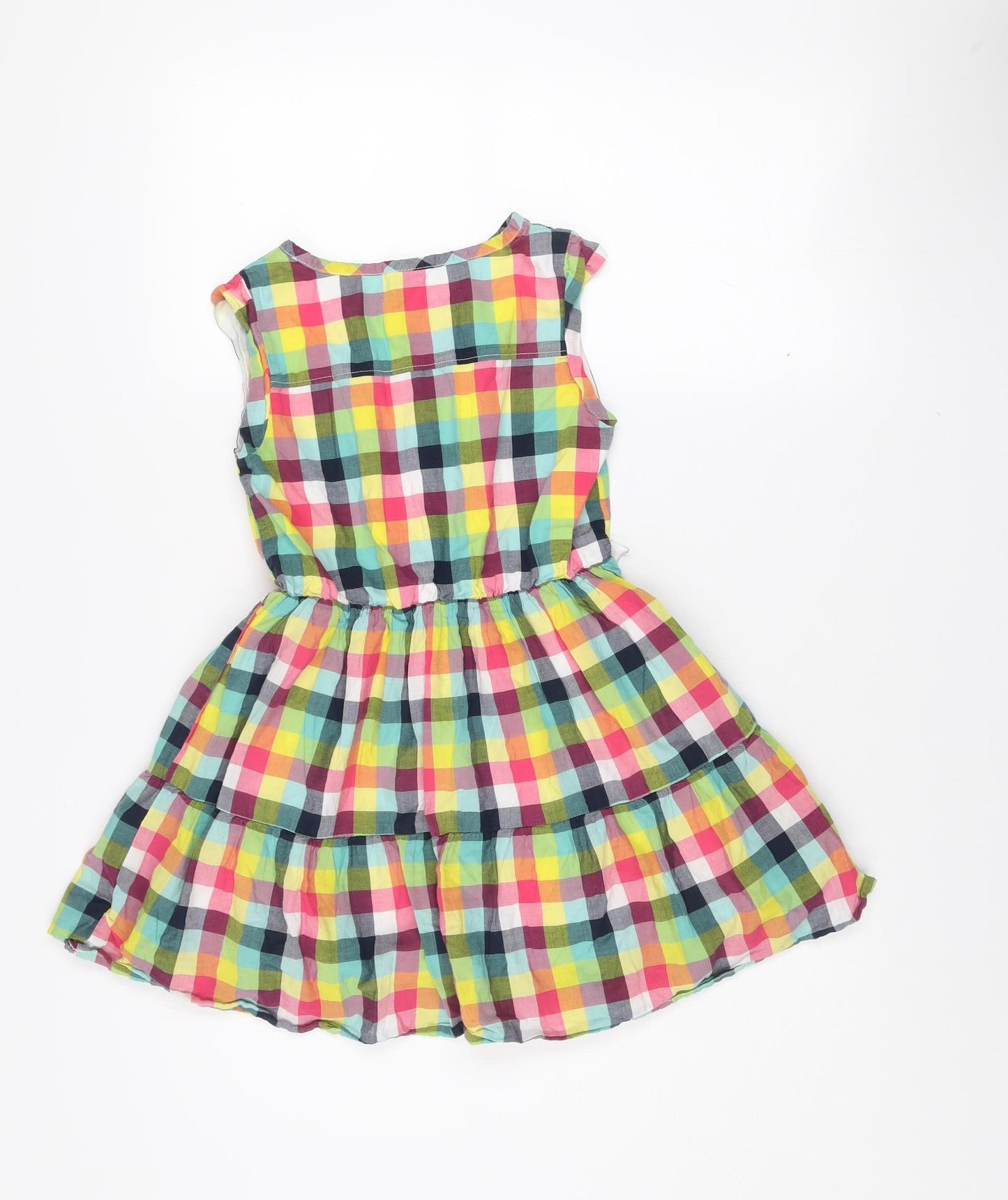 GapKids Girls Multicoloured Check Cotton Sleeveless Skater Dress M (8 Years)
