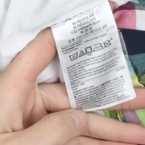 GapKids Girls Multicoloured Check Cotton Sleeveless Skater Dress M (8 Years)