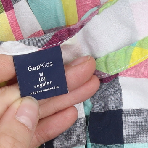 GapKids Girls Multicoloured Check Cotton Sleeveless Skater Dress M (8 Years)