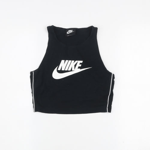 Nike Women's Black Cropped Tank Top S Athletic Fit