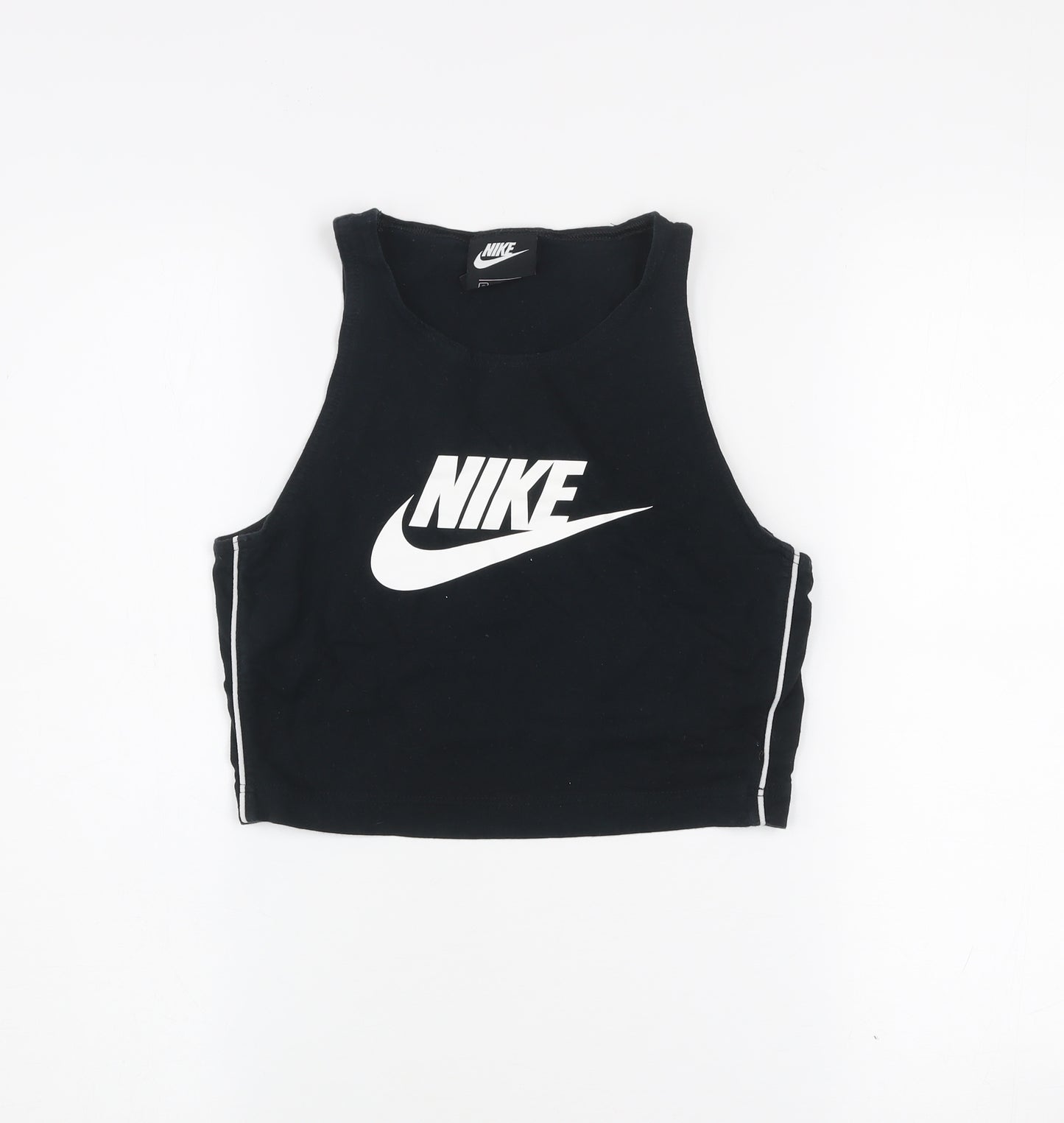 Nike Women's Black Cropped Tank Top S Athletic Fit