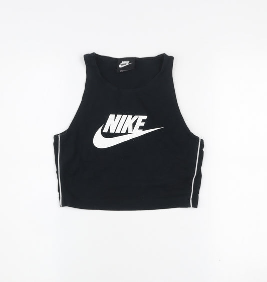 Nike Women's Black Cropped Tank Top S Athletic Fit