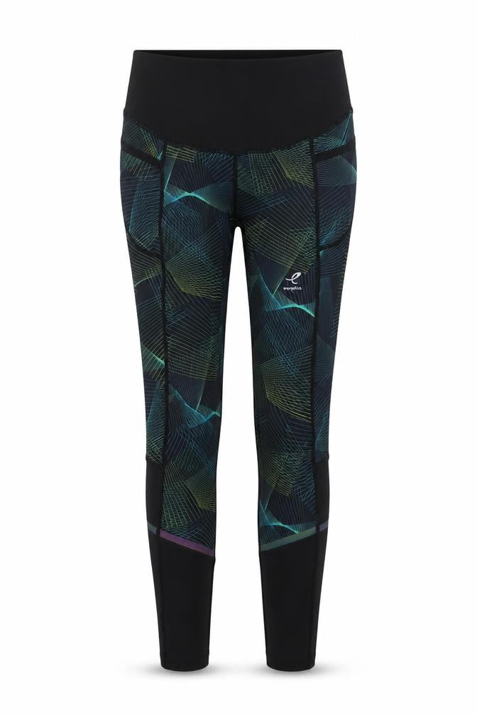 Energetics Womens Black Geometric Leggings Size 12 Activewear Trousers