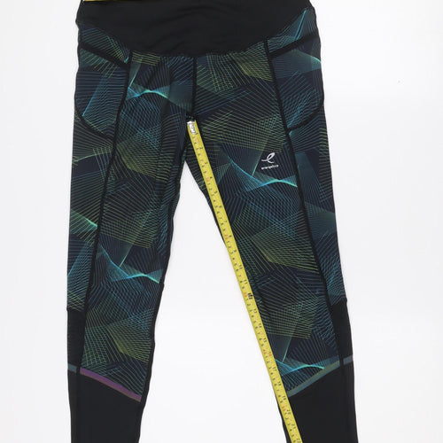 Energetics Womens Black Geometric Leggings Size 12 Activewear Trousers