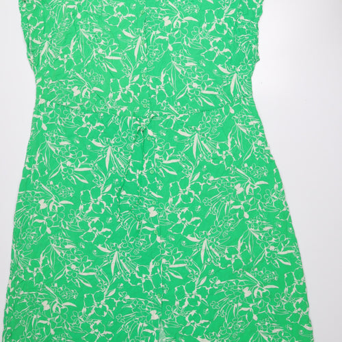 New Look Women Green Floral Midi Fit & Flare Dress Size 26