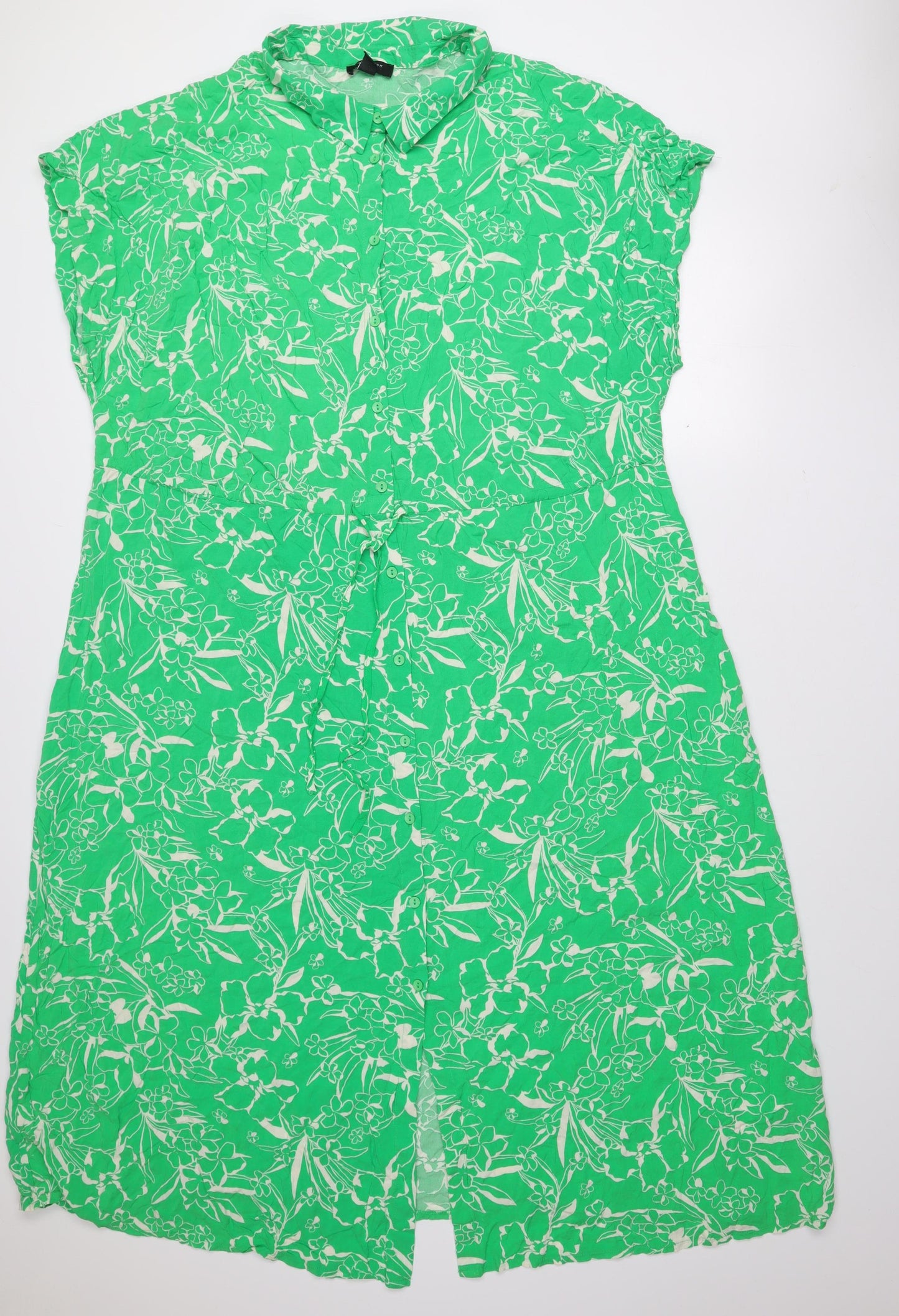 New Look Women Green Floral Midi Fit & Flare Dress Size 26
