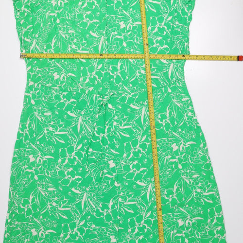 New Look Women Green Floral Midi Fit & Flare Dress Size 26