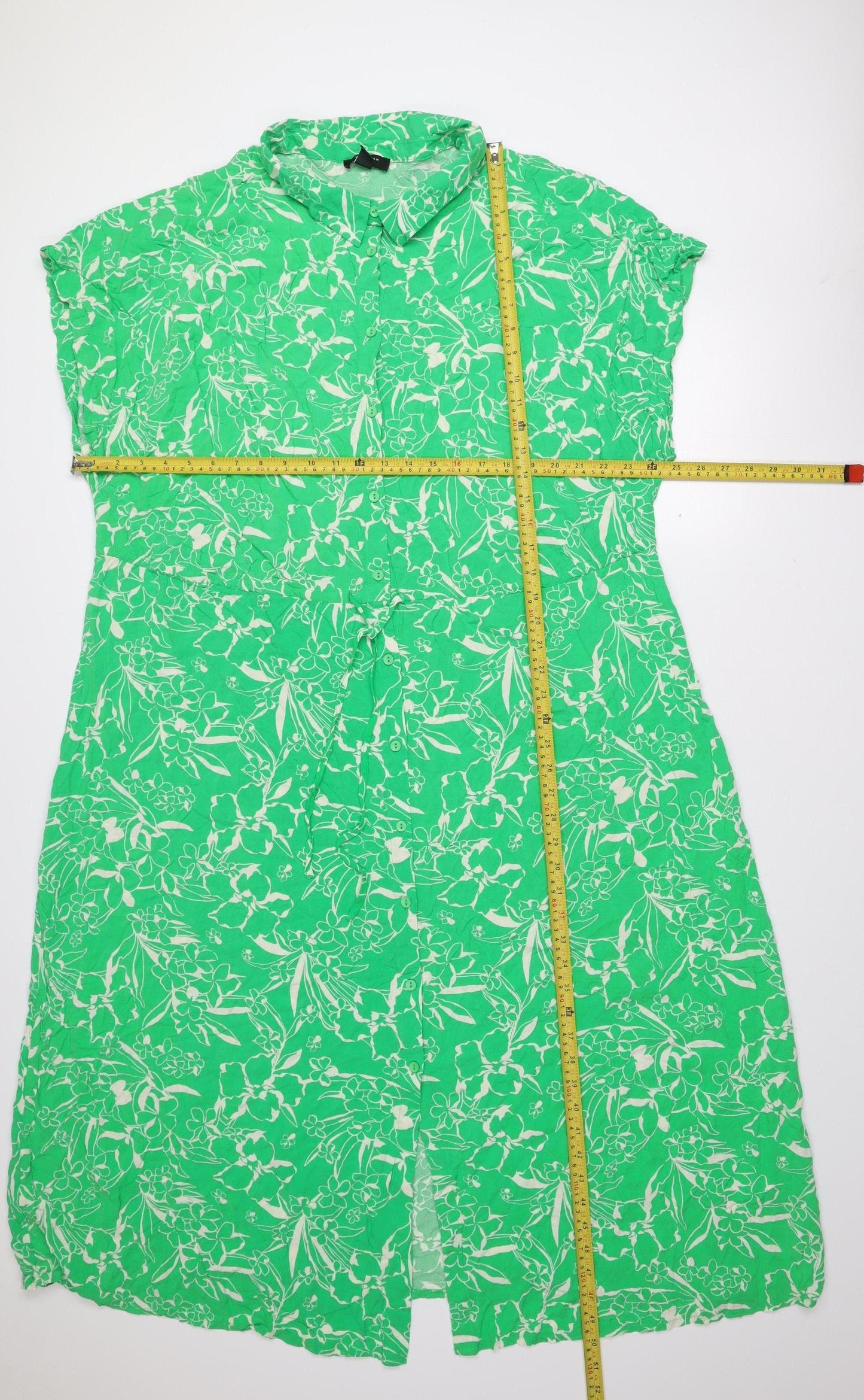 New Look Women Green Floral Midi Fit & Flare Dress Size 26