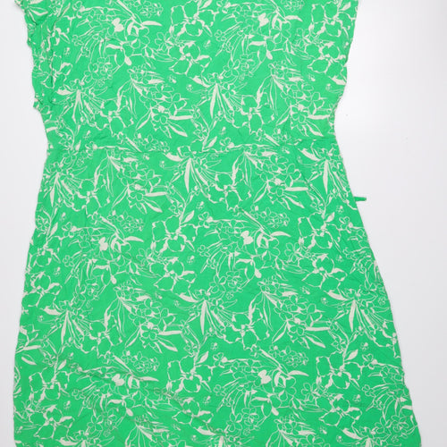 New Look Women Green Floral Midi Fit & Flare Dress Size 26
