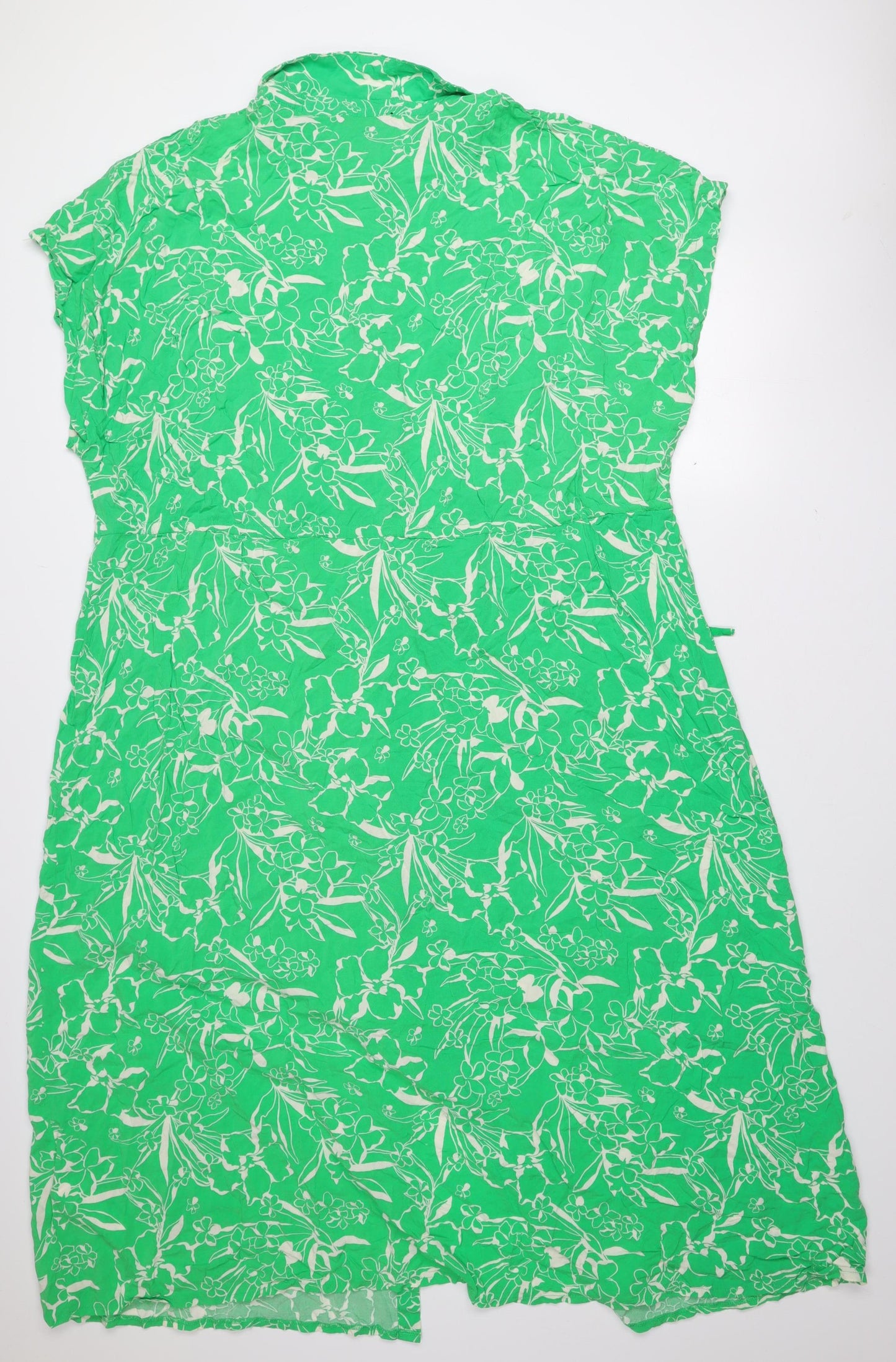 New Look Women Green Floral Midi Fit & Flare Dress Size 26
