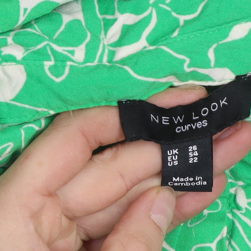 New Look Women Green Floral Midi Fit & Flare Dress Size 26