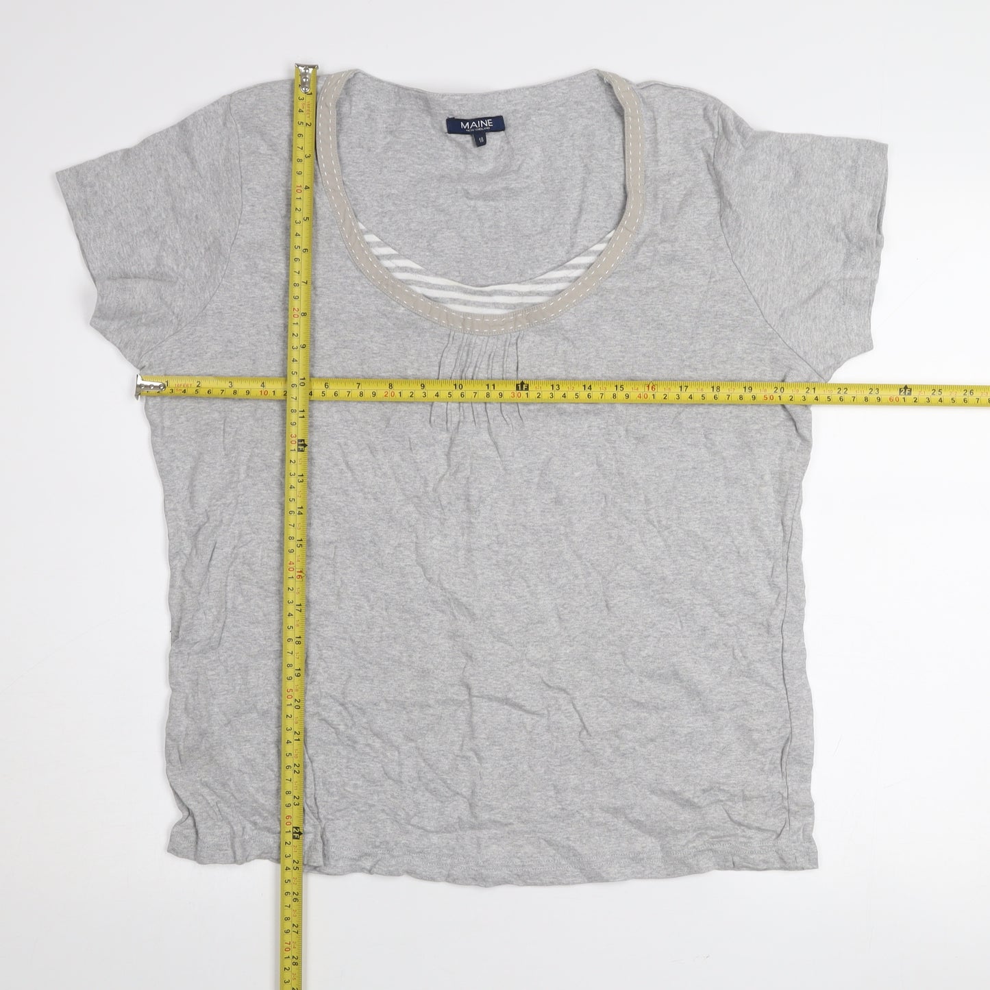 Maine New England Women’s Grey Size 18 Cotton Scoop Neck T-Shirt