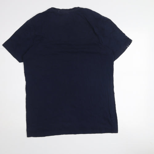 Diesel Mens Blue Logo Tape Regular Fit Cotton T-Shirt Size L