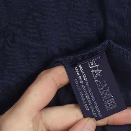 Diesel Mens Blue Logo Tape Regular Fit Cotton T-Shirt Size L