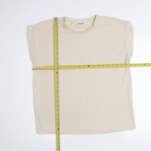 Vero Moda Women Beige XL Basic Cap Sleeve Crew Neck T-Shirt