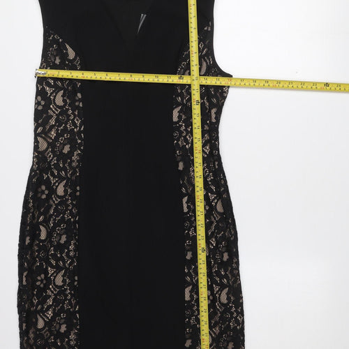 Wallis Women’s Black Lace Panel Sheath Knee Length Dress Size 14