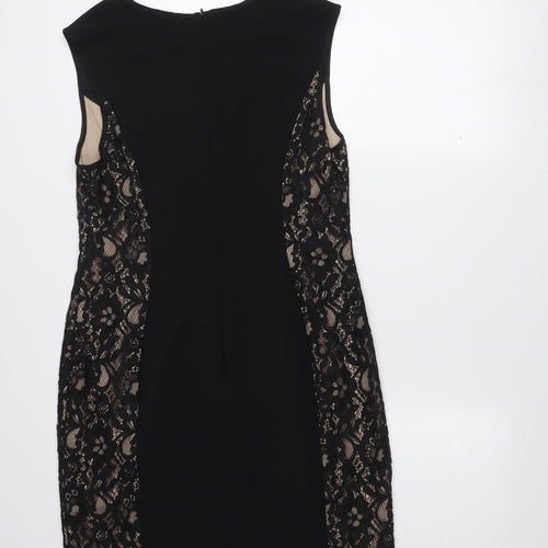 Wallis Women’s Black Lace Panel Sheath Knee Length Dress Size 14