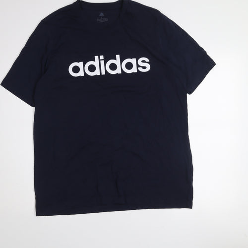 adidas Men’s Blue L Basic Crew Neck Cotton T-Shirt